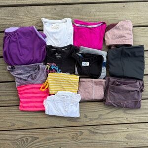 Lot of 13 Tanks T-Shirts Leggings Bra Running Under Armour Prana Nike Brooks